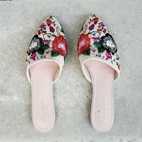 kate spade Shoes - Kate Spade floral embroidered mule slides flats